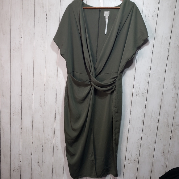 ASOS Curve Dresses & Skirts - New! ASOS Curve Olive Green Faux Wrap Short Sleeve